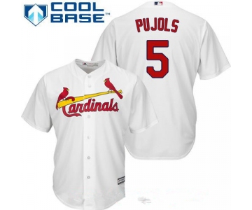 Men's St. Louis Cardinals #5 Albert Pujols White Home Stitched MLB Majestic Cool Base Jersey
