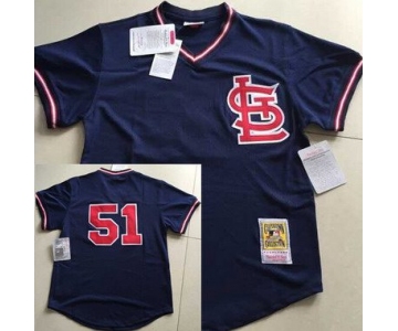 Men's St. Louis Cardinals #51 Willie McGee Mesh BP Navy Blue Throwback Jersey