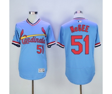 Men's St. Louis Cardinals #51 Willie McGee Retired Light Blue Pullover 2016 Flexbase Majestic Baseball Jersey
