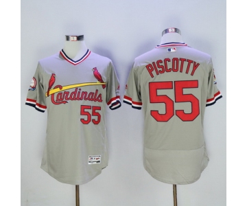 Men's St. Louis Cardinals #55 Stephen Piscotty Retired Gray Pullover 2016 Flexbase Majestic Baseball Jersey