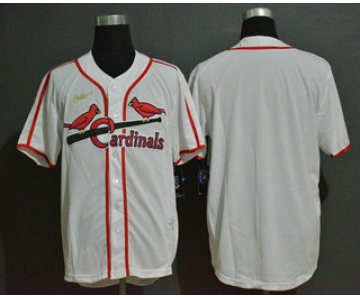 Men's St. Louis Cardinals Blank White Throwback Cooperstown Stitched MLB Cool Base Nike Jersey