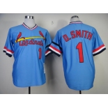 St. Louis Cardinals #1 Ozzie Smith 1982 Light Blue Throwback Jersey