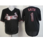 St. Louis Cardinals #1 Ozzie Smith Black Fashion Jersey