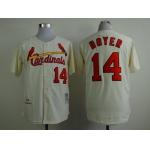 St. Louis Cardinals #14 Ken Boyer 1964 Cream Throwback Jersey