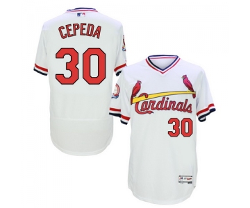 St. Louis Cardinals #30 Orlando Cepeda Retired White Pullover 2016 Flexbase Majestic Baseball Jersey