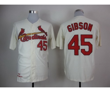 St. Louis Cardinals #45 Bob Gibson 1967 Cream Throwback Jersey