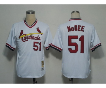 St. Louis Cardinals #51 Willie McGee 1982 White Throwback Jersey