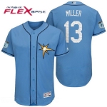 Men's Tampa Bay Rays #13 Brad Miller Light Blue 2017 Spring Training Stitched MLB Majestic Flex Base Jersey