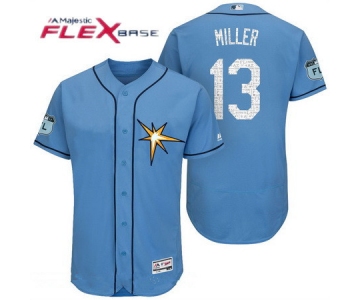 Men's Tampa Bay Rays #13 Brad Miller Light Blue 2017 Spring Training Stitched MLB Majestic Flex Base Jersey