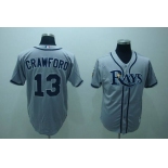 Men's Tampa Bay Rays #13 Carl Crawford Gray Road Stitched MLB Majestic Cool Base Jersey