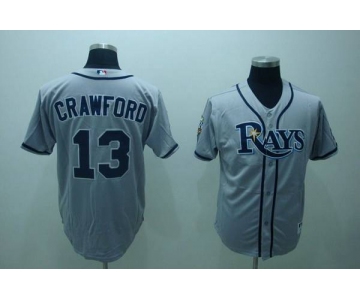 Men's Tampa Bay Rays #13 Carl Crawford Gray Road Stitched MLB Majestic Cool Base Jersey