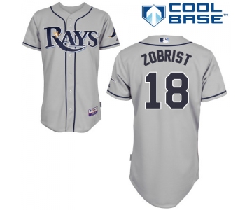 Men's Tampa Bay Rays #18 Ben Zobrist Gray Road Stitched MLB Majestic Cool Base Jersey