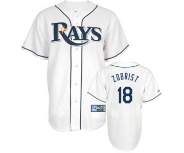 Men's Tampa Bay Rays #18 Ben Zobrist White Home Stitched MLB Majestic Cool Base Jersey