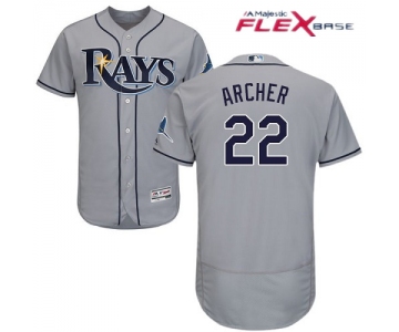 Men's Tampa Bay Rays #22 Chris Archer Gray Road Stitched MLB Majestic Flex Base Jersey