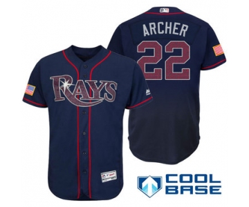 Men's Tampa Bay Rays #22 Chris Archer Navy Blue Stars & Stripes Fashion Independence Day Stitched MLB Majestic Cool Base Jersey