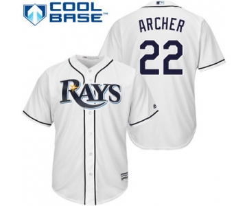 Men's Tampa Bay Rays #22 Chris Archer White Home Stitched MLB Majestic Cool Base Jersey