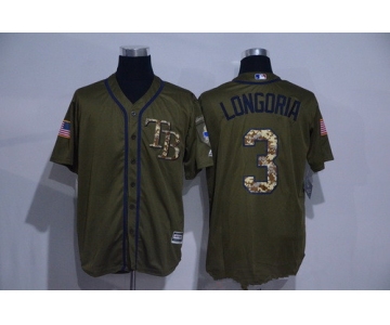 Men's Tampa Bay Rays #3 Evan Longoria Green Salute to Service Cool Base Stitched MLB Jersey