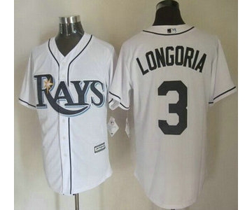 Men's Tampa Bay Rays #3 Evan Longoria Home White 2015 MLB Cool Base Jersey