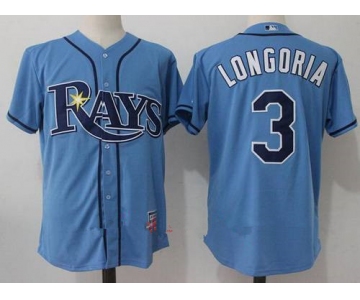 Men's Tampa Bay Rays #3 Evan Longoria Light Blue Alternate Stitched MLB Majestic Cool Base Jersey