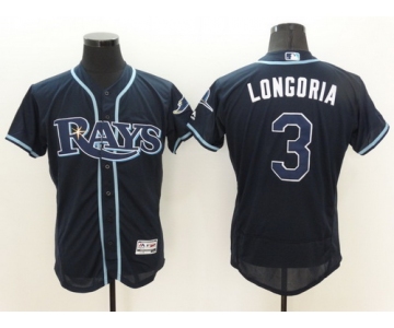 Men's Tampa Bay Rays #3 Evan Longoria Navy Blue 2016 Flexbase Majestic Baseball Jersey