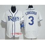 Men's Tampa Bay Rays #3 Evan Longoria White Home Stitched MLB Majestic Flex Base Jersey