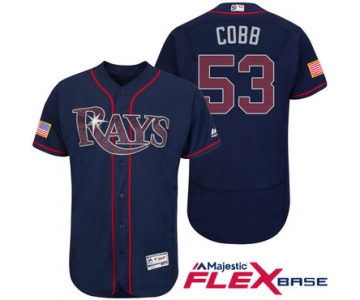 Men's Tampa Bay Rays #53 Alex Cobb Navy Blue Stars & Stripes Fashion Independence Day Stitched MLB Majestic Flex Base Jersey
