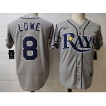Men's Tampa Bay Rays #8 Brandon Lowe Grey Stitched MLB Cool Base Nike Jersey