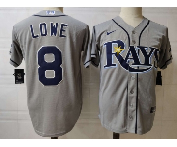 Men's Tampa Bay Rays #8 Brandon Lowe Grey Stitched MLB Cool Base Nike Jersey