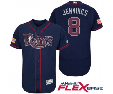 Men's Tampa Bay Rays #8 Desmond Jennings Navy Blue Stars & Stripes Fashion Independence Day Stitched MLB Majestic Flex Base Jersey