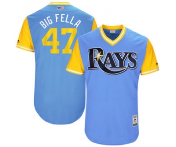 Men's Tampa Bay Rays Chase Whitley Big Fella Majestic Light Blue 2017 Players Weekend Authentic Jersey