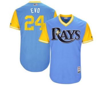 Men's Tampa Bay Rays Nathan Eovaldi Evo Majestic Light Blue 2017 Players Weekend Authentic Jersey