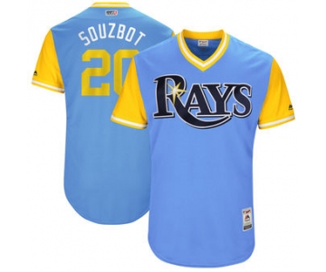 Men's Tampa Bay Rays Steven Souza Jr. Souzbot Majestic Light Blue 2017 Players Weekend Authentic Jersey