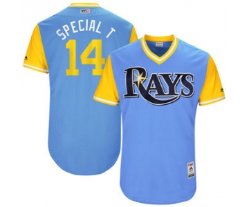 Men's Tampa Bay Rays Trevor Plouffe Special T Majestic Light Blue 2017 Players Weekend Authentic Jersey