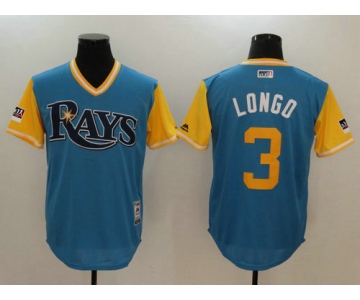 Tampa Bay Rays 3 Evan Longoria Longo Majestic Light Blue 2018 Players Weekend Authentic Jersey
