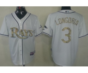 Tampa Bay Rays #3 Evan Longoria White With Camo Jersey