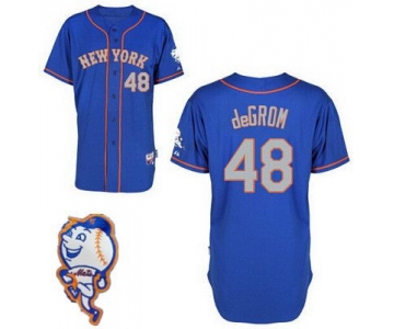 Men's New York Mets #48 Jacob DeGrom Blue With Gray Jersey W/2015 Mr. Met Patch