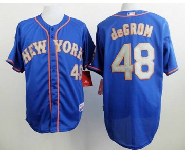 Men's New York Mets #48 Jacob DeGrom Blue With Gray Jersey