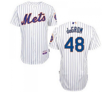 Men's New York Mets #48 Jacob DeGrom White Pinstripe Jersey