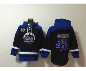 Men's New York Mets #48 Jacob deGrom Black Blue Ageless Must-Have Lace-Up Pullover Hoodie