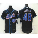 Men's New York Mets #48 Jacob deGrom Black Stitched MLB Flex Base Nike Jersey