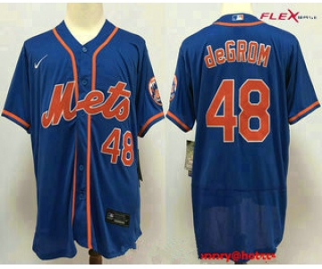 Men's New York Mets #48 Jacob deGrom Blue Stitched MLB Flex Base Nike Jersey