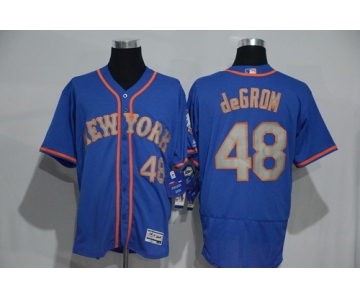 Men's New York Mets #48 Jacob deGrom Blue With Gray 2016 Flexbase Majestic Baseball Jersey