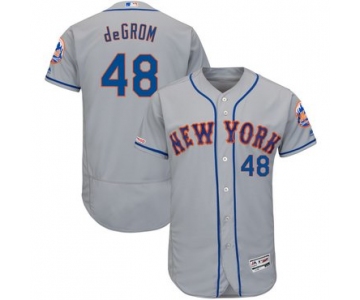 Men's New York Mets 48 Jacob deGrom Gray 150th Patch Flexbase Jersey