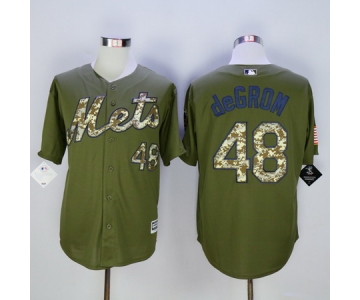 Men's New York Mets #48 Jacob deGrom Green Salute to Service Cool Base Baseball Jersey