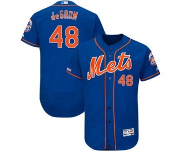 Men's New York Mets 48 Jacob deGrom Royal 150th Patch Flexbase Jersey