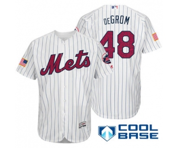 Men's New York Mets #48 Jacob deGrom White Stars & Stripes Fashion Independence Day Stitched MLB Majestic Cool Base Jersey