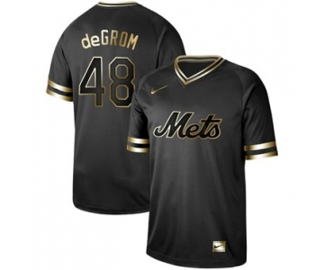 Mets #48 Jacob DeGrom Black Gold Authentic Stitched Baseball Jersey