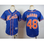 Mets #48 Jacob DeGrom Blue Alternate Home Cool Base Stitched Youth Baseball Jersey