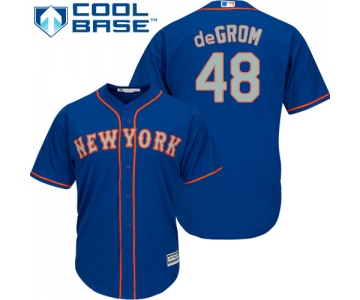 Mets #48 Jacob DeGrom Blue(Grey NO.) Cool Base Stitched Youth Baseball Jersey