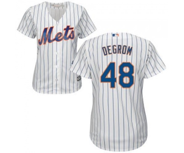 Mets #48 Jacob deGrom White(Blue Strip) Home Women's Stitched Baseball Jersey